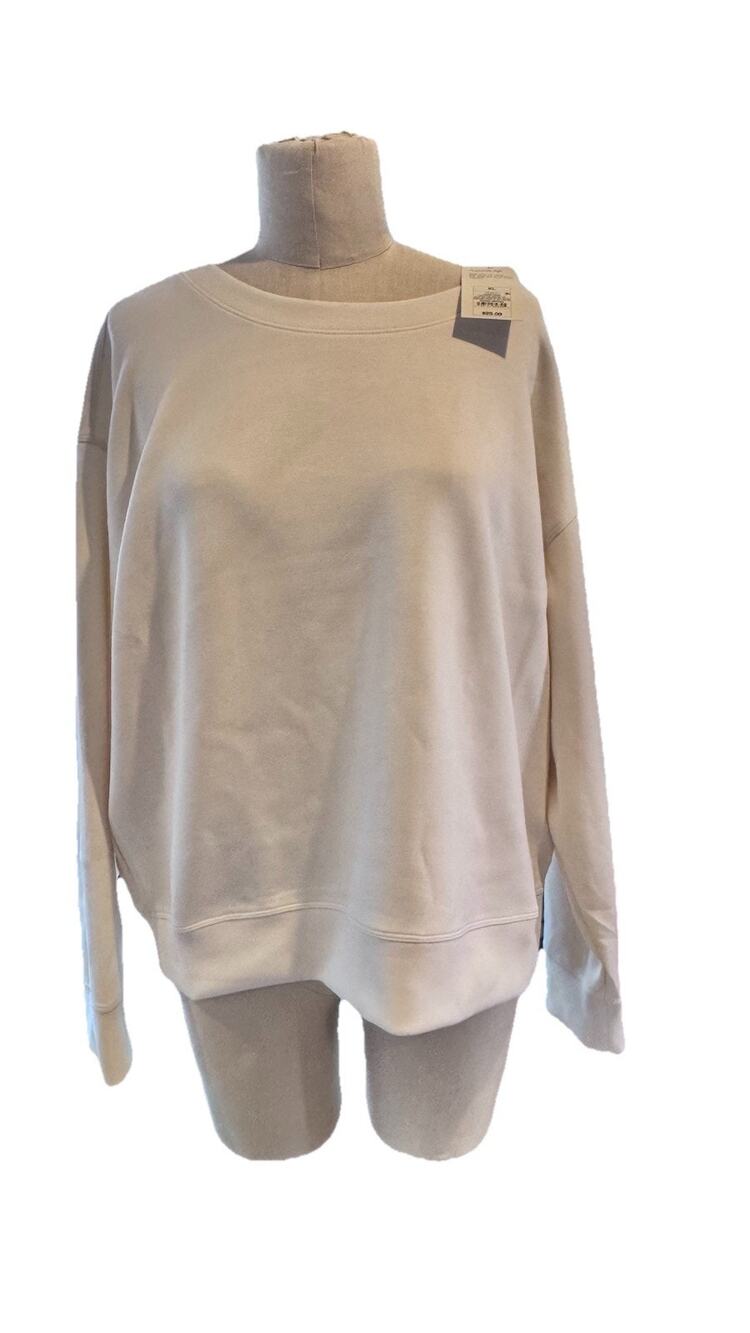 A New Day Women’s Pullover Crewneck, White Women’s XL Soft Stretchy